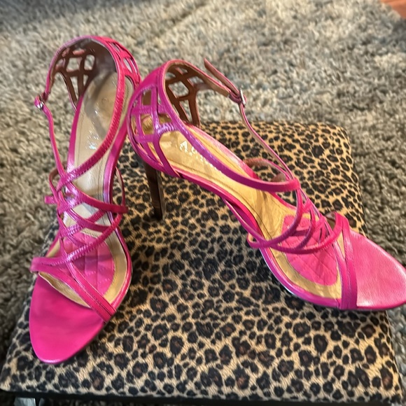Lauren by Ralph Lauren Strappy pink high heeled sandals. - Picture 2 of 7